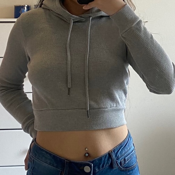 Cropped Grey Hoodie - Picture 2 of 4